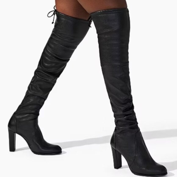 Stuart Weitzman Highland Over-The-Knee Black Leather Women's Boots 8 NWT - Picture 2 of 10